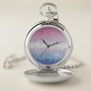 Trippy Ripply Groovy Eccentric Bigender Pride Flag Pocket Watch