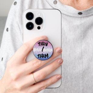 Trippy Ripply Groovy Eccentric Bigender Pride Flag PopSocket