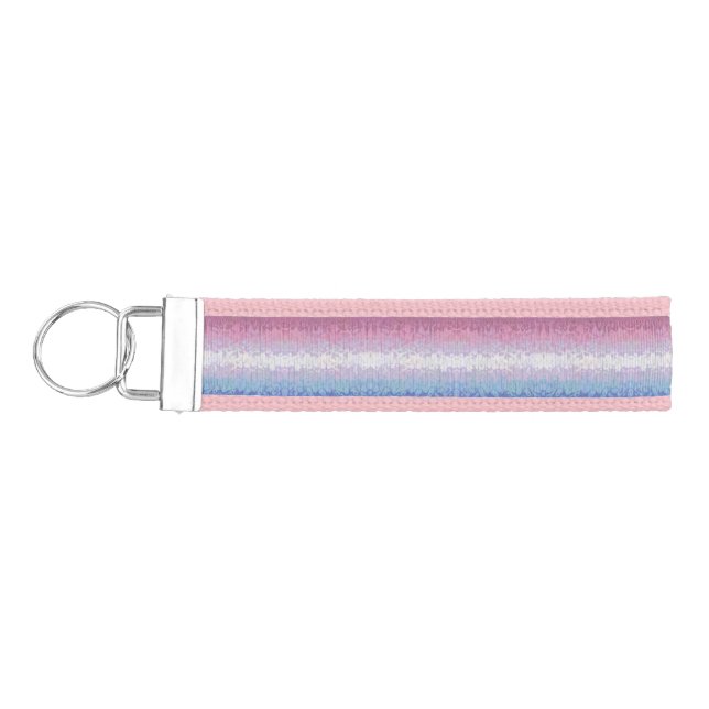 Trippy Ripply Groovy Eccentric Bigender Pride Flag Wrist Keychain (Keys on Left)
