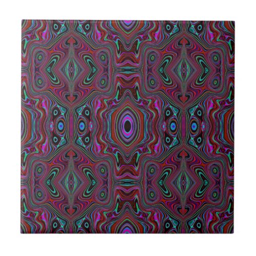 Trippy Seafoam Green and Magenta Abstract Pattern Ceramic Tile