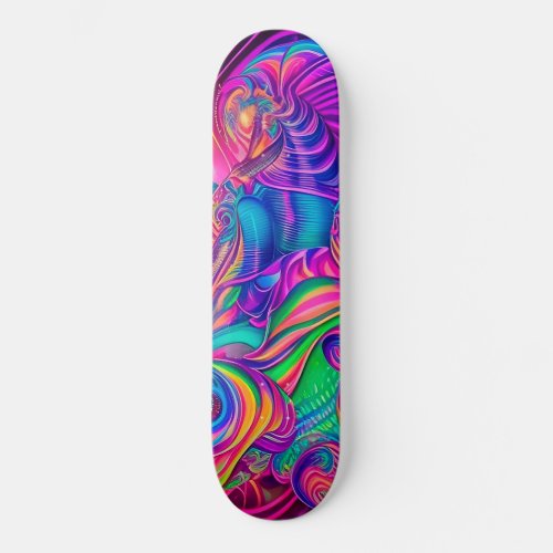 Trippy skateboard design with a psychedelic style