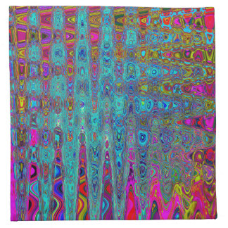 Trippy Sky Blue Abstract Retro Atomic Waves Cloth Napkin