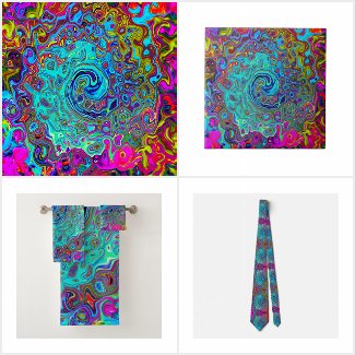Trippy Sky Blue Abstract Retro Liquid Swirl