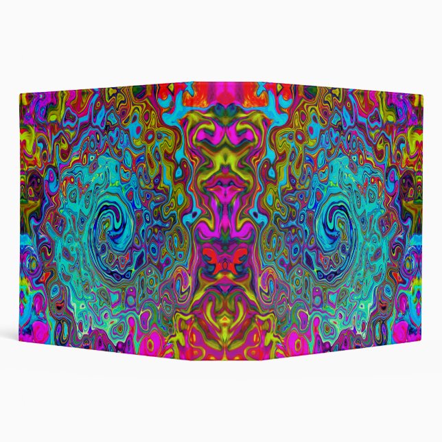Trippy Sky Blue Abstract Retro Liquid Swirl 3 Ring Binder (Background)
