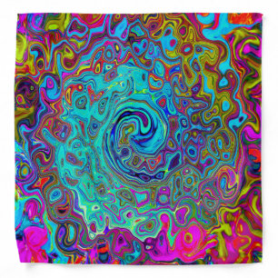 Trippy Sky Blue Abstract Retro Liquid Swirl Bandana