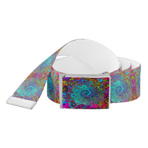 Trippy Sky Blue Abstract Retro Liquid Swirl Belt
