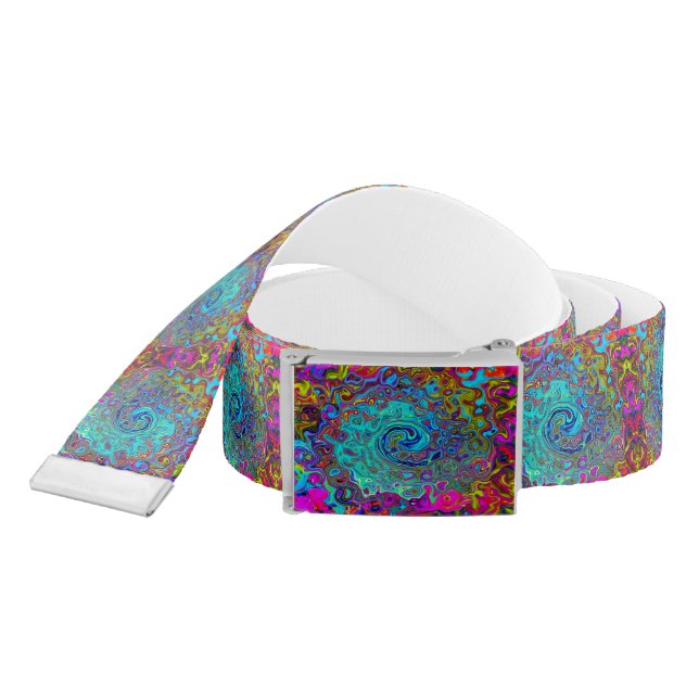Trippy Sky Blue Abstract Retro Liquid Swirl Belt (Snake)