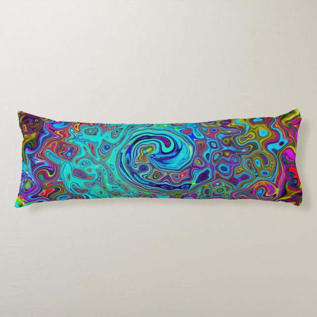 Trippy Sky Blue Abstract Retro Liquid Swirl Body Pillow (Front)
