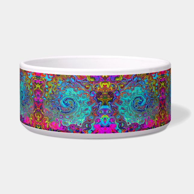 Trippy Sky Blue Abstract Retro Liquid Swirl Bowl (Right)