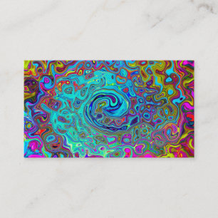 Trippy Sky Blue Abstract Retro Liquid Swirl Business Card