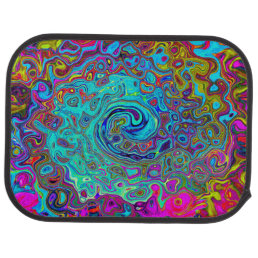 Trippy Sky Blue Abstract Retro Liquid Swirl Car Floor Mat