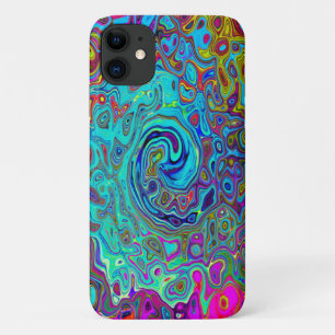 Trippy Sky Blue Abstract Retro Liquid Swirl iPhone 11 Case