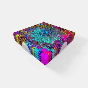 Trippy Sky Blue Abstract Retro Liquid Swirl Coaster Set