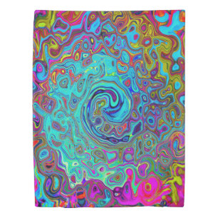 Trippy Sky Blue Abstract Retro Liquid Swirl Duvet