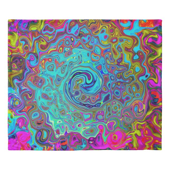 Trippy Sky Blue Abstract Retro Liquid Swirl Duvet Cover (Front)