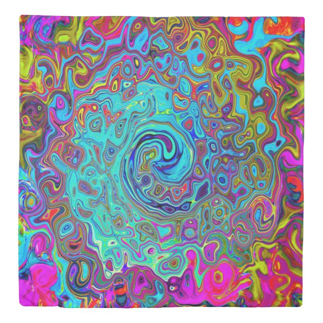 Trippy Sky Blue Abstract Retro Liquid Swirl Duvet Cover (Front)