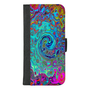 Trippy Sky Blue Abstract Retro Liquid Swirl iPhone 8/7 Plus Wallet Case
