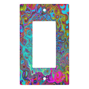 Trippy Sky Blue Abstract Retro Liquid Swirl Light Switch Cover