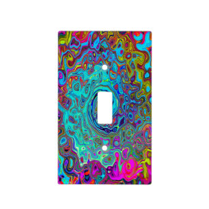Trippy Sky Blue Abstract Retro Liquid Swirl Light Switch Cover