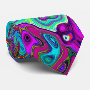 Trippy Sky Blue Abstract Retro Liquid Swirl Neck Tie