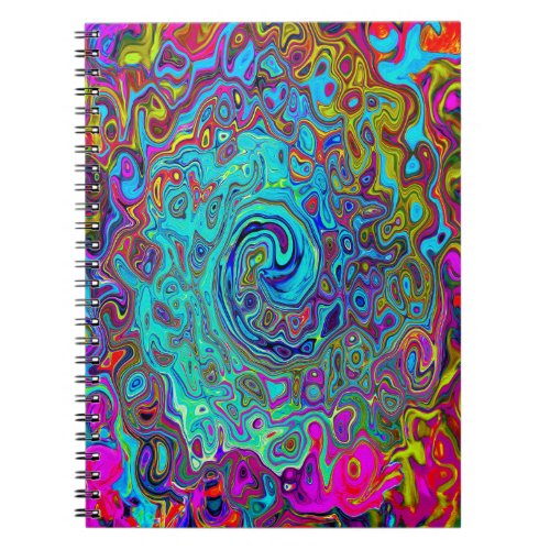 Trippy Sky Blue Abstract Retro Liquid Swirl Notebook