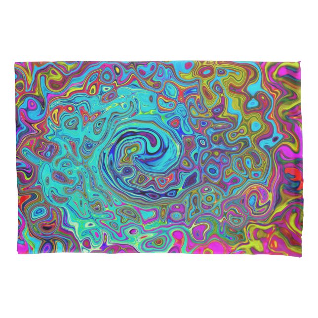 Trippy Sky Blue Abstract Retro Liquid Swirl Pillow Case (Front)