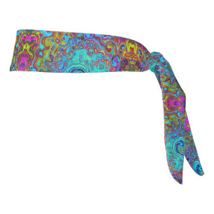 Trippy Sky Blue Abstract Retro Liquid Swirl Tie Headband