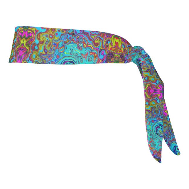 Trippy Sky Blue Abstract Retro Liquid Swirl Tie Headband (Rotate 90)