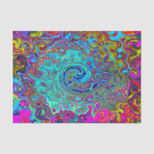 Trippy Sky Blue Abstract Retro Liquid Swirl Tissue Paper