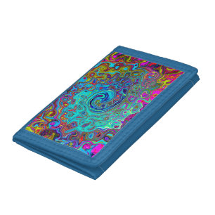 Trippy Sky Blue Abstract Retro Liquid Swirl Tri-fold Wallet