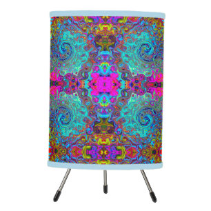 Trippy Sky Blue Abstract Retro Liquid Swirl Tripod Lamp