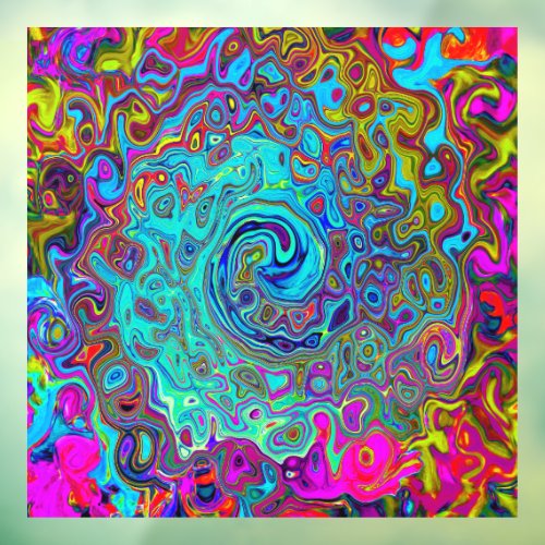 Trippy Sky Blue Abstract Retro Liquid Swirl Window Cling