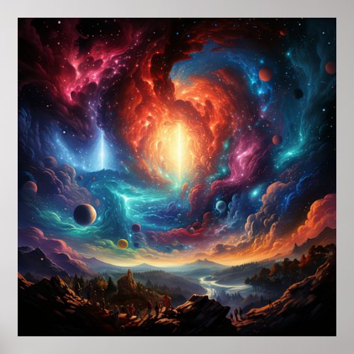 Trippy Sky Sci Fi Art Outerspace Poster