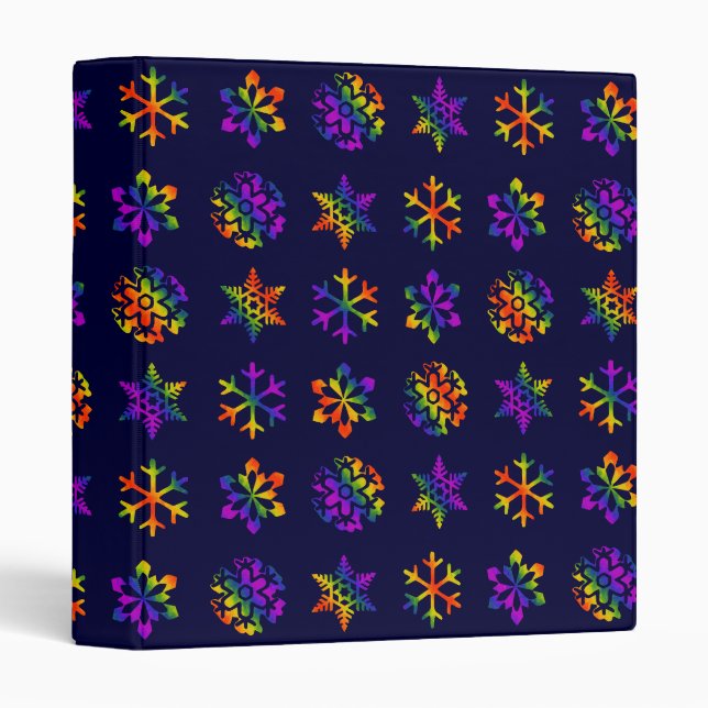 Trippy Snowflakes 3 Ring Binder (Front/Spine)