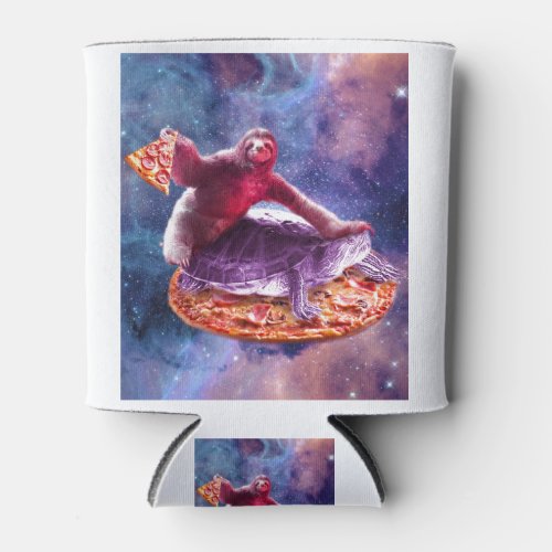 Trippy Space Sloth Turtle _ Sloth Pizza Can Cooler