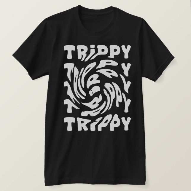 Trippy Spiral Typography Design T-Shirt (Design Front)