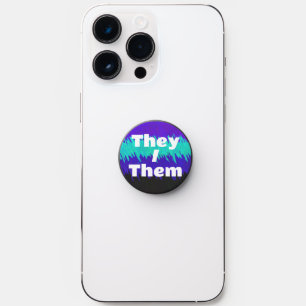 Trippy Squiggly Abstract Alexigender Pride Flag PopSocket