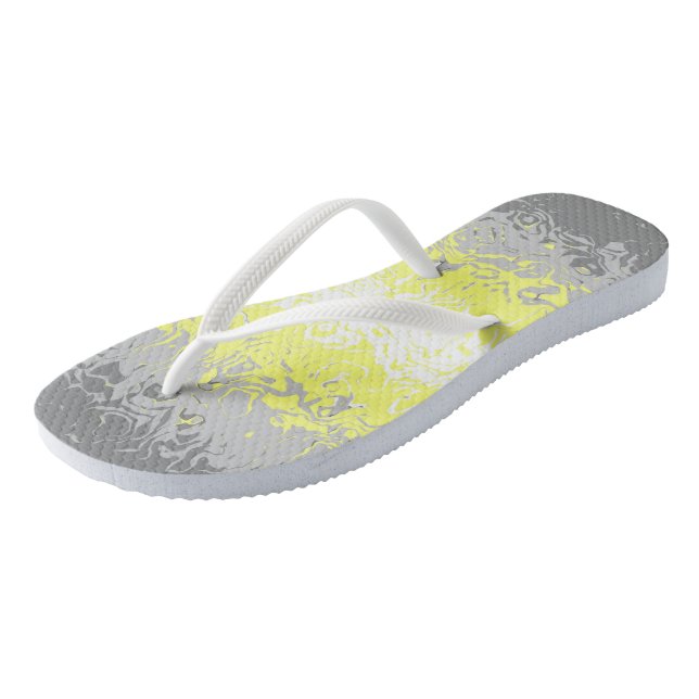 Trippy Squiggly Abstract Demigender Pride Flag Flip Flops (Angled)