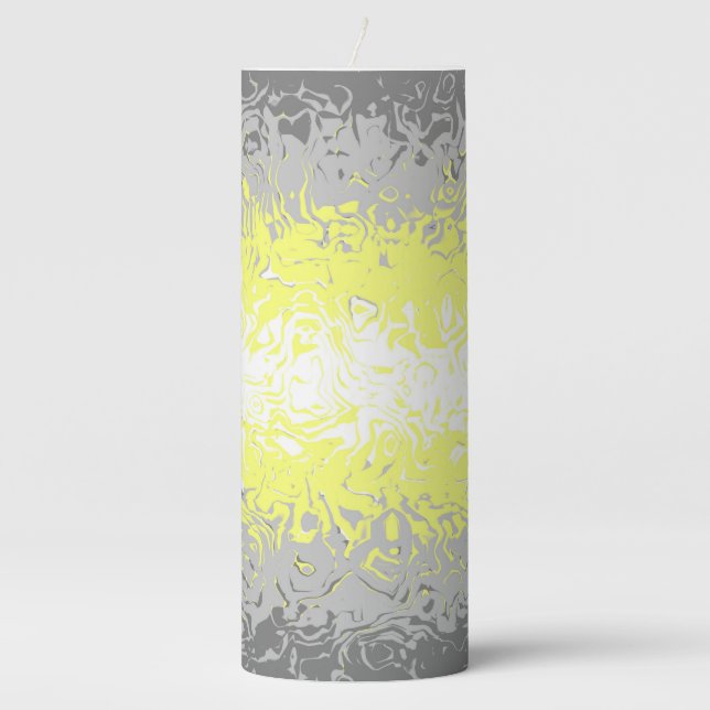 Trippy Squiggly Abstract Demigender Pride Flag Pillar Candle (Front)