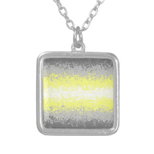 Trippy Squiggly Abstract Demigender Pride Flag Silver Plated Necklace