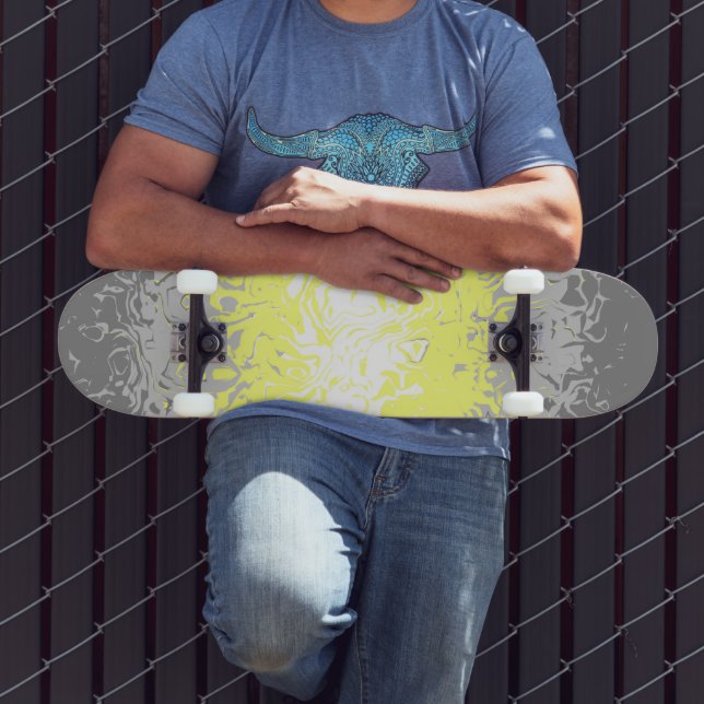 Trippy Squiggly Abstract Demigender Pride Flag Skateboard (Outdoor 3)