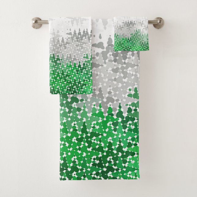 Trippy Squiggly Abstract Grayromantic Pride Flag Bath Towel Set (Insitu)