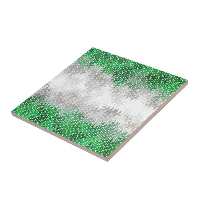 Trippy Squiggly Abstract Grayromantic Pride Flag Ceramic Tile (Side)