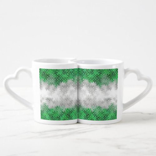 Trippy Squiggly Abstract Grayromantic Pride Flag Coffee Mug Set