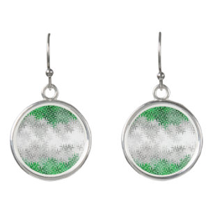 Trippy Squiggly Abstract Grayromantic Pride Flag Earrings