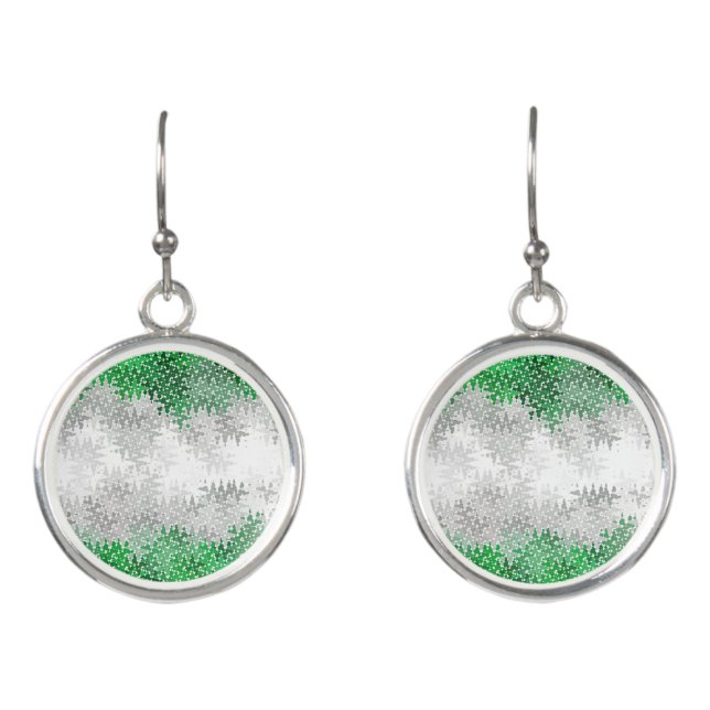 Trippy Squiggly Abstract Grayromantic Pride Flag Earrings (Front)