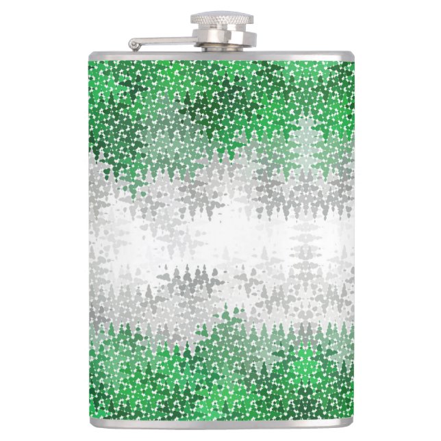 Trippy Squiggly Abstract Grayromantic Pride Flag Flask (Front)