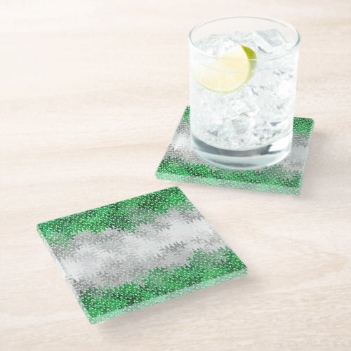 Trippy Squiggly Abstract Grayromantic Pride Flag Glass Coaster