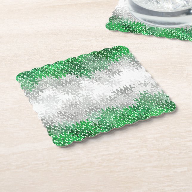 Trippy Squiggly Abstract Grayromantic Pride Flag Paper Coaster (Angled)