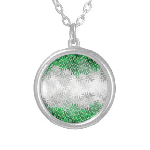 Trippy Squiggly Abstract Grayromantic Pride Flag Silver Plated Necklace